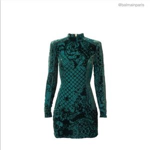 Balmain green velvet dress